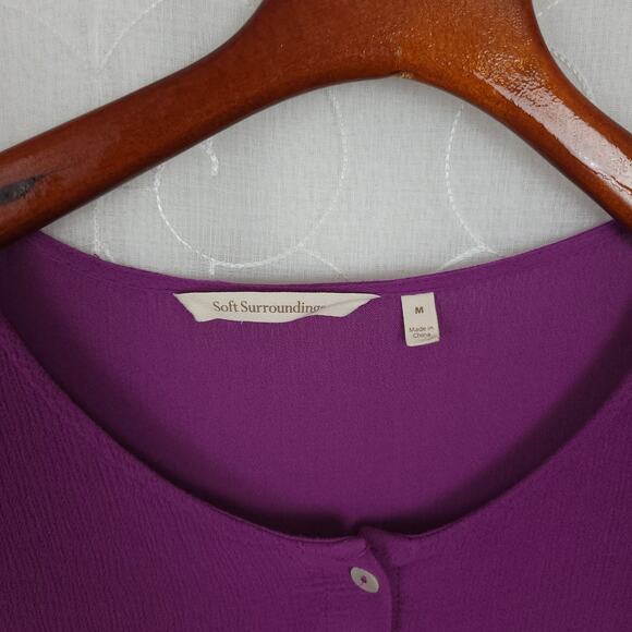 Soft Surroundings Henley Top Womens Medium Purple Tiered Flare Flowy Tunic - Picture 3 of 10